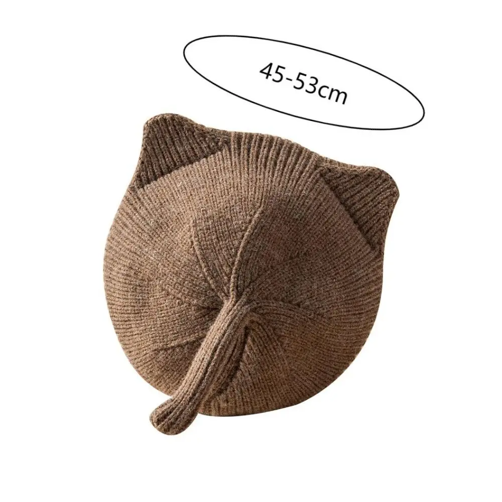 New Wool Beanie Cap Cat Ears Solid Color Painter Cap Knitted Warm Beret Hat Kids