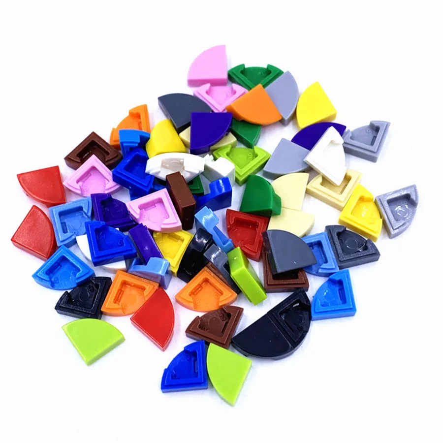 200Pcs 25269 Smooth Triangle Building Blocks Flat Tile Round 1x1 Quarter 1/4 Parts Assembles Bricks Compatible Kid Toys