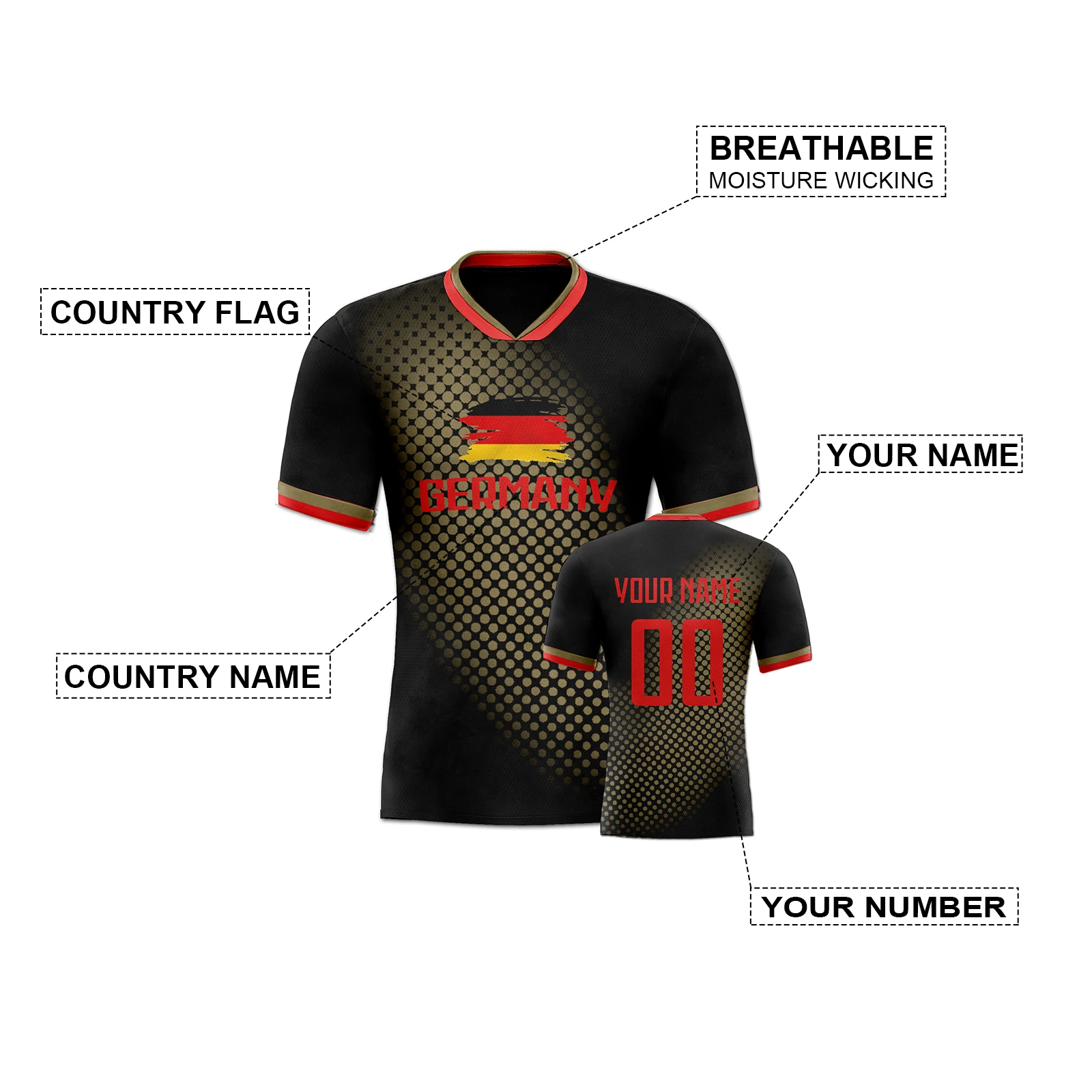 Custom Soccer Jersey Germany Training Jersey Personalized Name Number Breathable Football Shirts Men Women Youth Fans Gifts