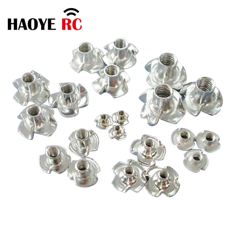 Haoye 20pcs M2 M3 M4 M5 M6 Metal Steel Zinc Plated Blind Nuts T Nuts Three/Four Claws For Rc Model Plane Accessories