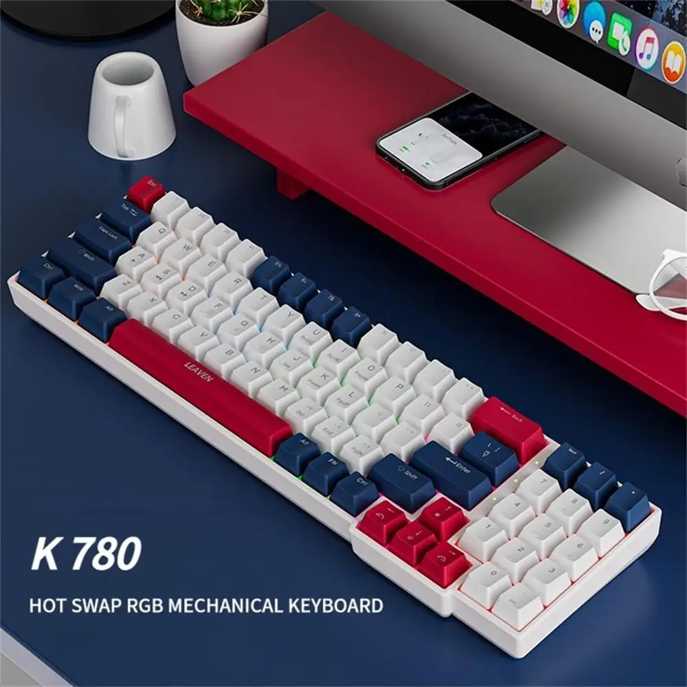 NexusClick Russian English Layout 78 Keys Hot Swappable Mechanical, Keyboard RGB Backlit Wired Anti-Ghosting For PC Gamer Office
