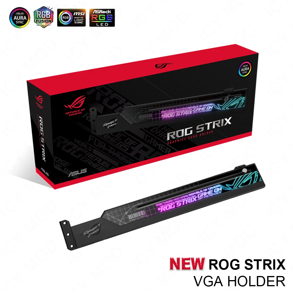 Imagem -02 - Suporte para Placa Gráfica Asus Suporte Gpu Rog Strix para Rtx4090 Vga Stand Efeito 3d Nvidia pc Gaming Mod Aura Sync Nova Chegada 2023