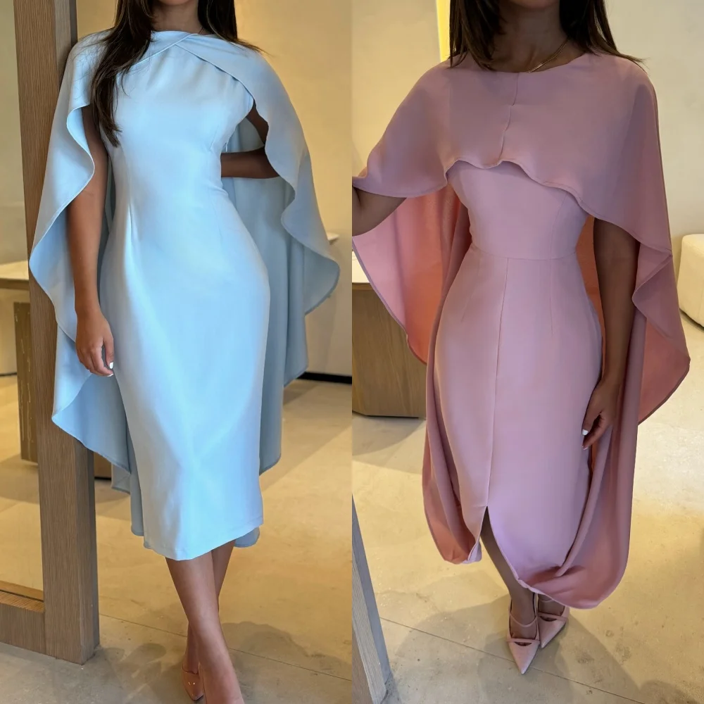 Sizes Available Fashion Jersey Pleat Straight High Collar Midi Dresses Prom Dresses Modern Style Casual Classic Elegant Simple