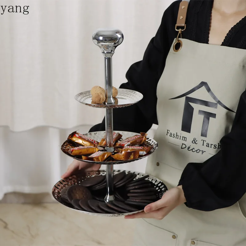 CX light luxury high-grade stainless steel multi-layer cake coffee table fruit plate soft ornament