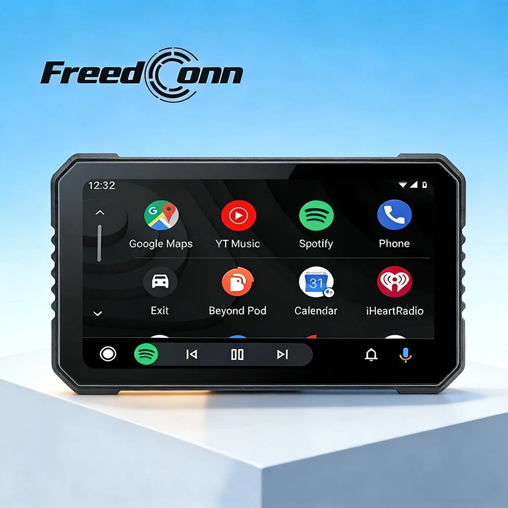 Freedconn Pantalla Táctil de Navegación GPS Portátil para Motocicleta con Android Auto y Carplay Inalámbrico de 6.25 Pulgadas, Resistente al Agua IPX7