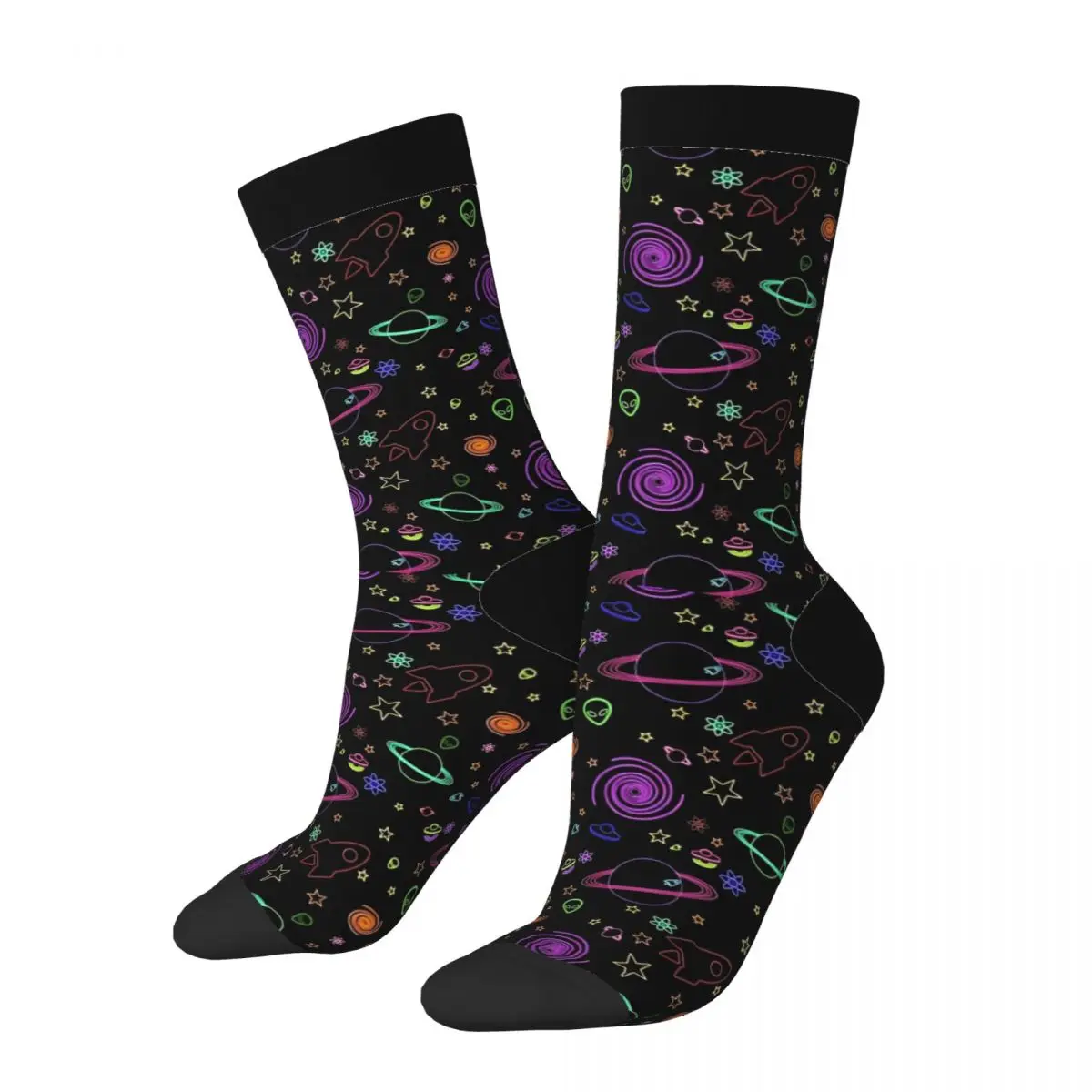 Chaussettes extraterrestres de l'espace mystérieux pour hommes et femmes, chaussettes de sport décontractées, heureux, drôles, printemps, été, automne, hiver