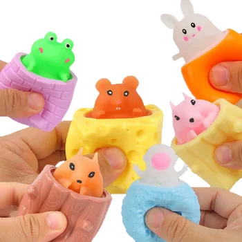 Lustige Pop-Up Slow Rebound Squishy Käse Maus Tasse Hand Antistress Reliever Eichhörnchen Tasse Spielzeug für Kinder Erwachsene