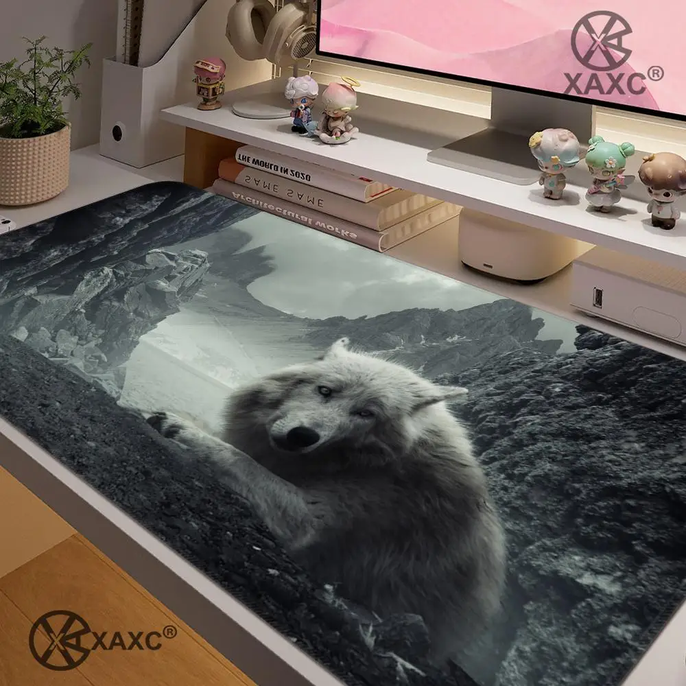 

Art Fantasy Wolf Customized HD Printing Gaming Mousepad Computer Lock Edge Natural Rubber E-sports Desk Pad Large Mouse Pad