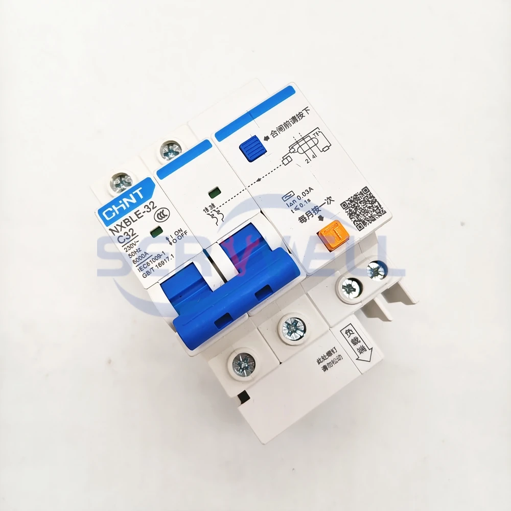 CHNT NXBLE DZ47LE-32/63 2P + N 230V 50 هرتز 10/16/20/25/32/40/50/60A حماية تسرب الأرض المتبقية قطاع دارة التيار RCCB