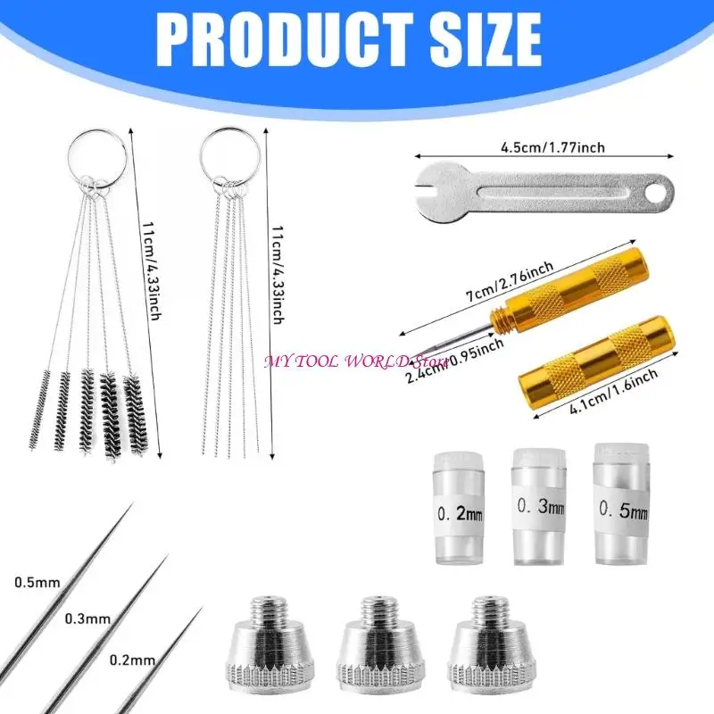 Pack Of 21 Repair Cleaning Set With Durability Nozzles Caps Cleaning Brushes Needle for 130Series Sprayings Guns A2BB