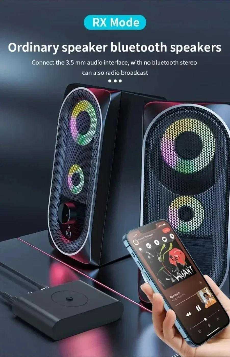 VIKEFONBluetooth 5.3 수신기 송신기 U 디스크 RCA 3.5mm AUX 잭 스테레오 음악 무선 오디오 어댑터 차량용 키트 스피커 TV 썸네일 4