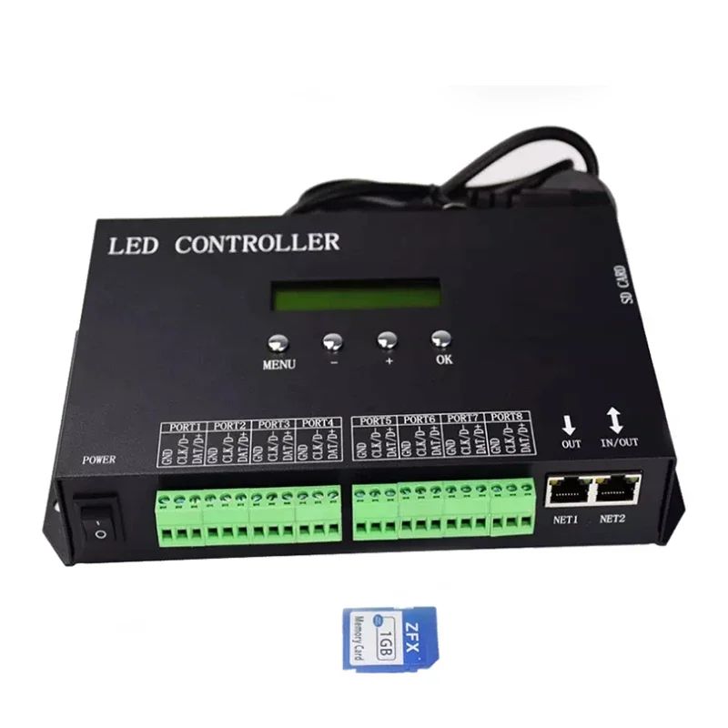 SD Card FAT 8outports DMX512 Chips Address Support jinxi System Console H807SA Artnet Protocol LED Slave Controller