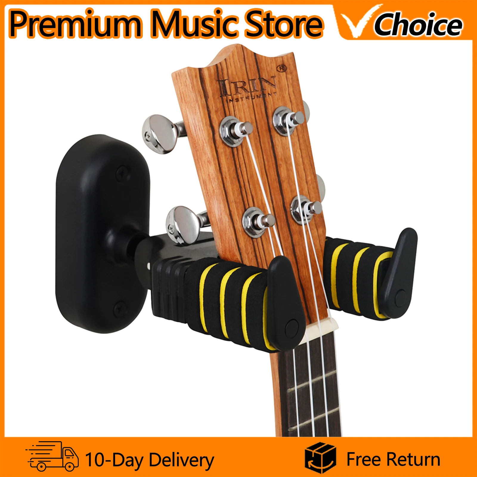 JYX-412-3 Self-Locking Guitar Wall Mount Hanger Gravity Lock ABS Base with Protective Sponge Pad for Guitar & Ukulele