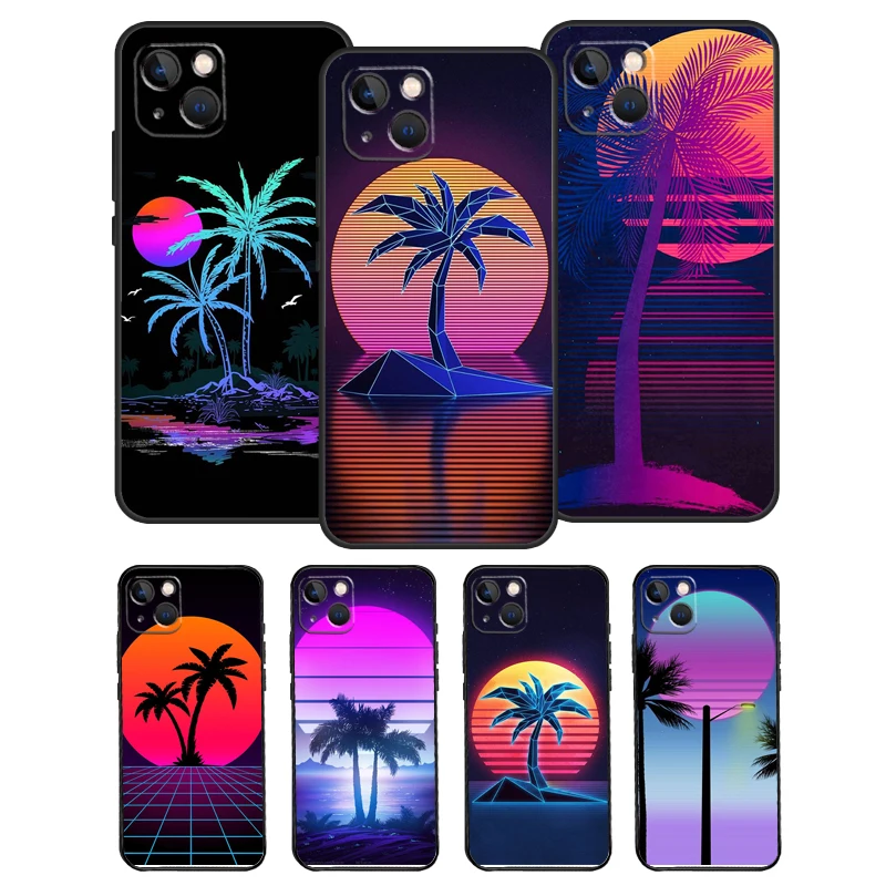 Retrowave Neon Palms Tree Case For Samsung Galaxy A54 A34 A14 A36 A56 A06 A13 A53 A32 A12 A22 A52 A35 A17 A16 A55 A15