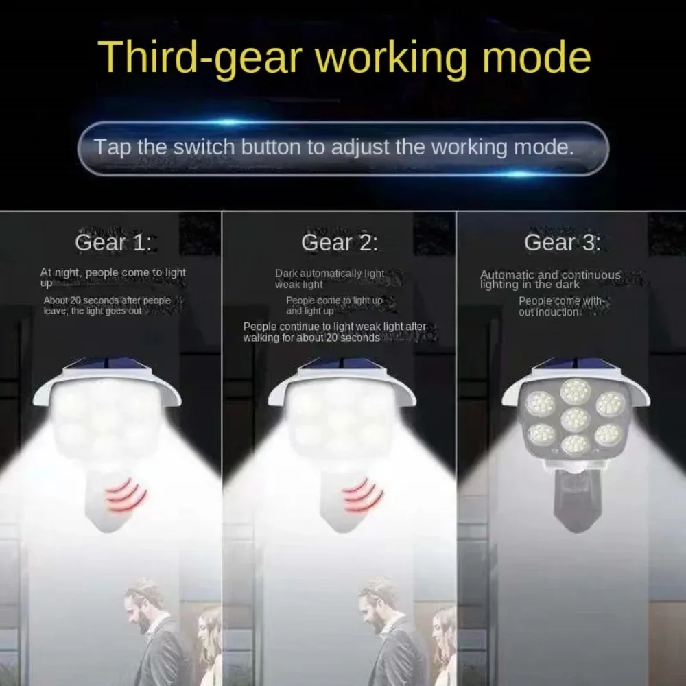 Outdoor Waterproof Solar Sensor Light Simulation Surveillance Camera LED Garden Light Outdoor Wall Lights with Remote