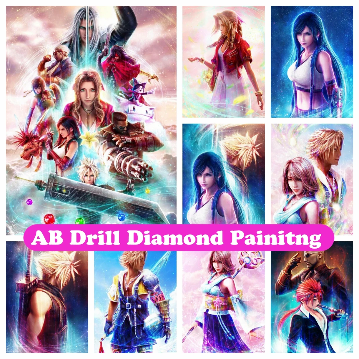 Final Fantasy 5D DIY AB Drill Diamond Painting Mosaic Game Cartoon Cross Stitch Embroidery Handmade Rhinestones Home Decor Gift