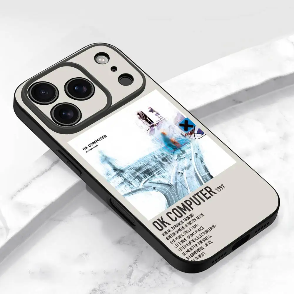 حافظة هاتف R-Radiohead In Rainbows OK لهاتف iPhone 17,16,15,14,13,12,11,Pro,Max,Plus,E,Air,غطاء أسود واقٍ صغير