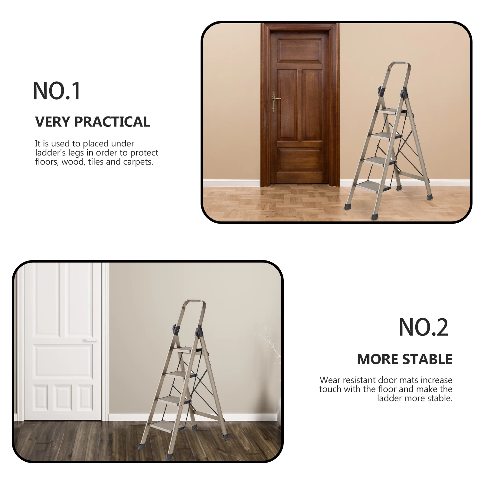 

4 Pcs Ladder Feet Cover Wear resistant Rubber Pad 25x63mm Black Non slip Durable Floor Protector Ladder Accessory Construction