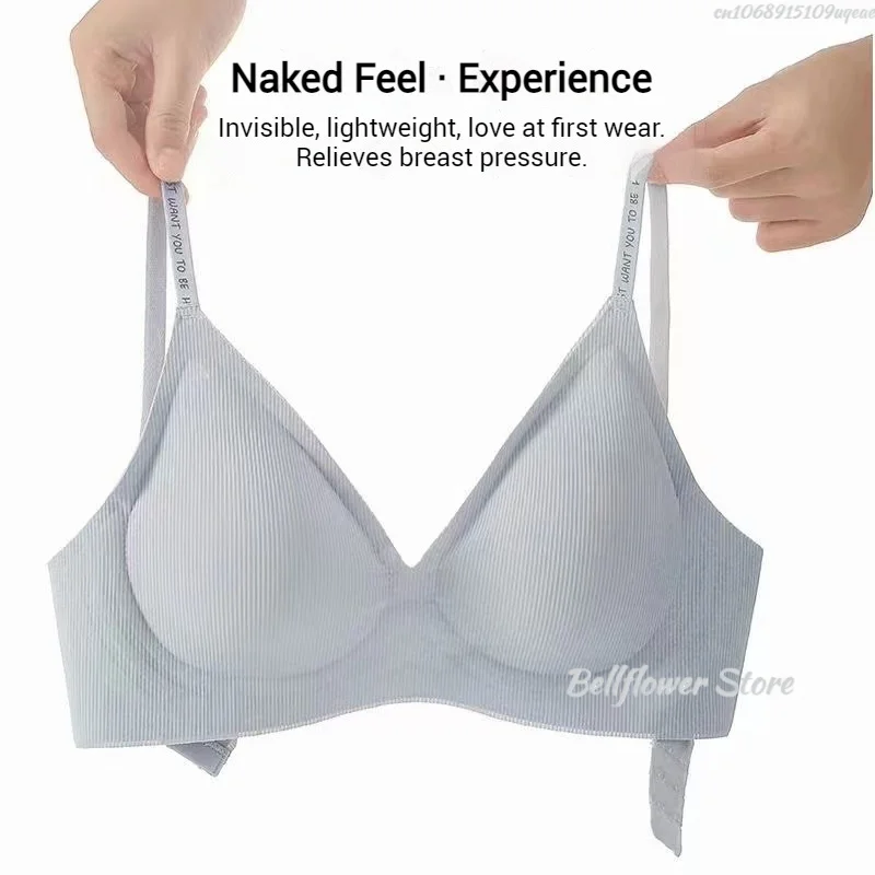 Sexy Seamless Bras for Women Wireless Underwear Push Up Brasieres Deep V Bralette Invisible Letter Strap Bra Lingerie