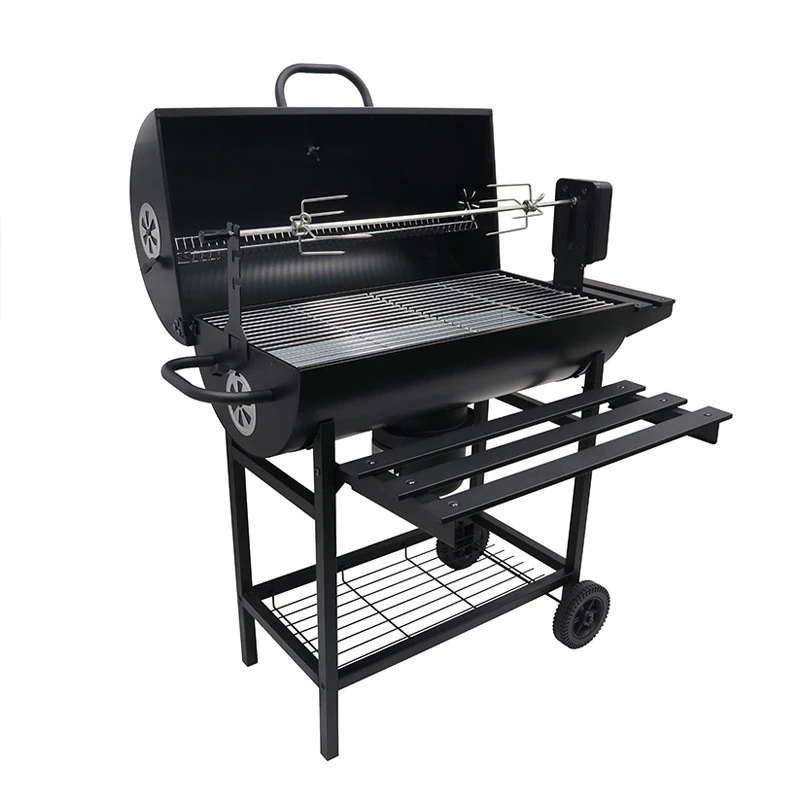 

Outdoor Party Manual Chicken Rotisserie Kit Electric Roaster Barrel BBQ Grill Rotating Iron Charcoal Grill for Outdoor Steel