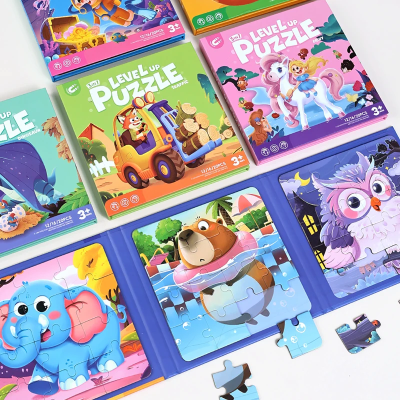 12/16/20 Buah Puzzle Jigsaw Magnetik Lipat Anak-anak Mainan DIY Puzzle Kartun Perjalanan Portabel Hadiah Mainan Puzzle Menarik untuk Anak-anak