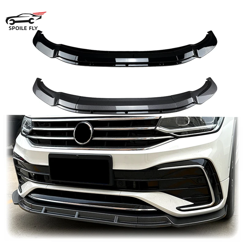 Nowy projekt 2012-2023 Przedni zderzak Spoiler Lip Dla Volkswagen VW Tiguan Rline Gloss Black Carbon Fiber Look Splitter Body Kit