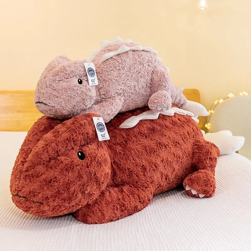 

70/90cm Pink/Orange Creative Pillow Small Fire Dragon Plush Toy with Armor Dragon Dinosaur Pillow Doll Children Birthday Gift