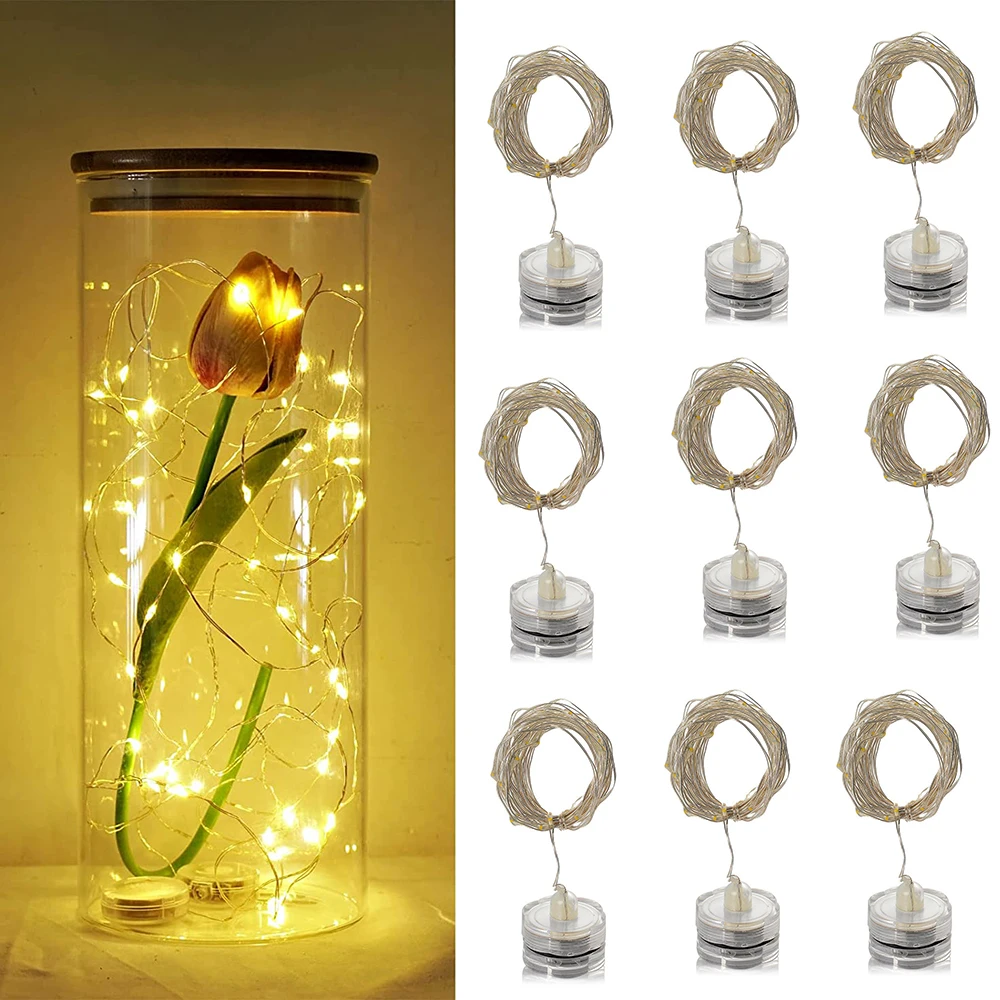 Starry String Fairy Lights Candle Copper Wire String Light Underwater Battery Operated DIY Firefly Light for Party Wedding Ligh