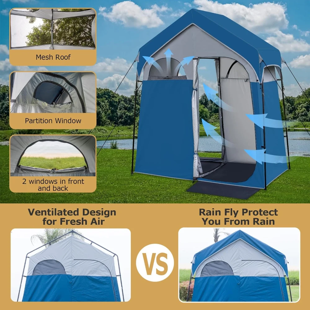 Big Size 2 Room Camping Shower Tent Outdoor Portable Beach Party Pop up Tent Shelter with Carry Bag
