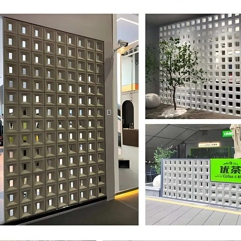 custom.Factory Price 3D Pu Wall Panel  Courtyard Building Outdoor Pergola Fence PU Hollow Brick Screens and Partitions