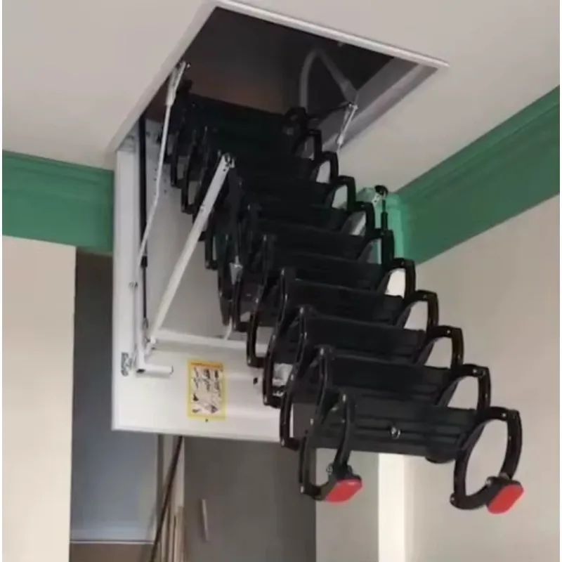 Aluminum Electric Folding Attic Ladder, Modern Villa Floating Retractable Household Loft Stairs Good Quality