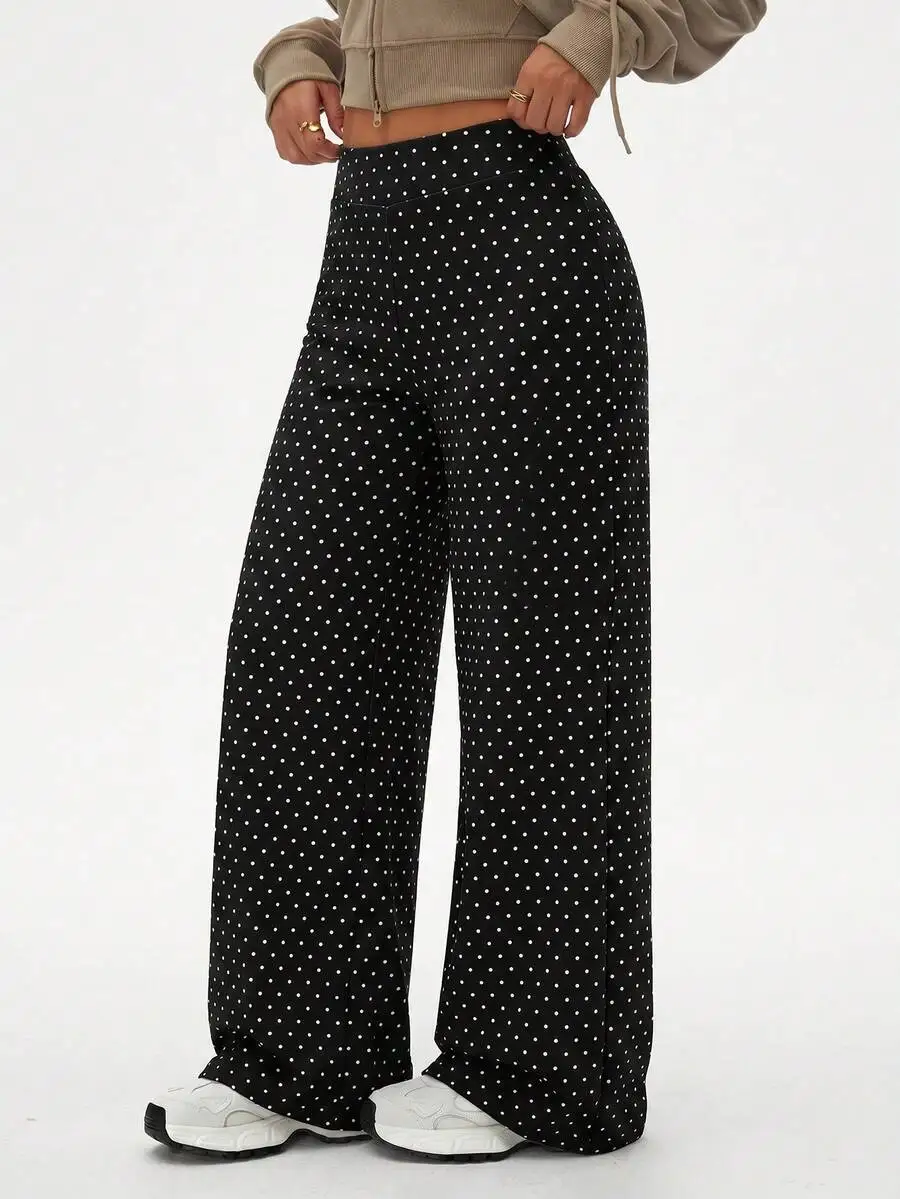 Rhythm Era Plus Size Women Solid Color Minimalist Casual Sports Leggings Wide Leg Sweatpants Dance Studio Pants Black Flare