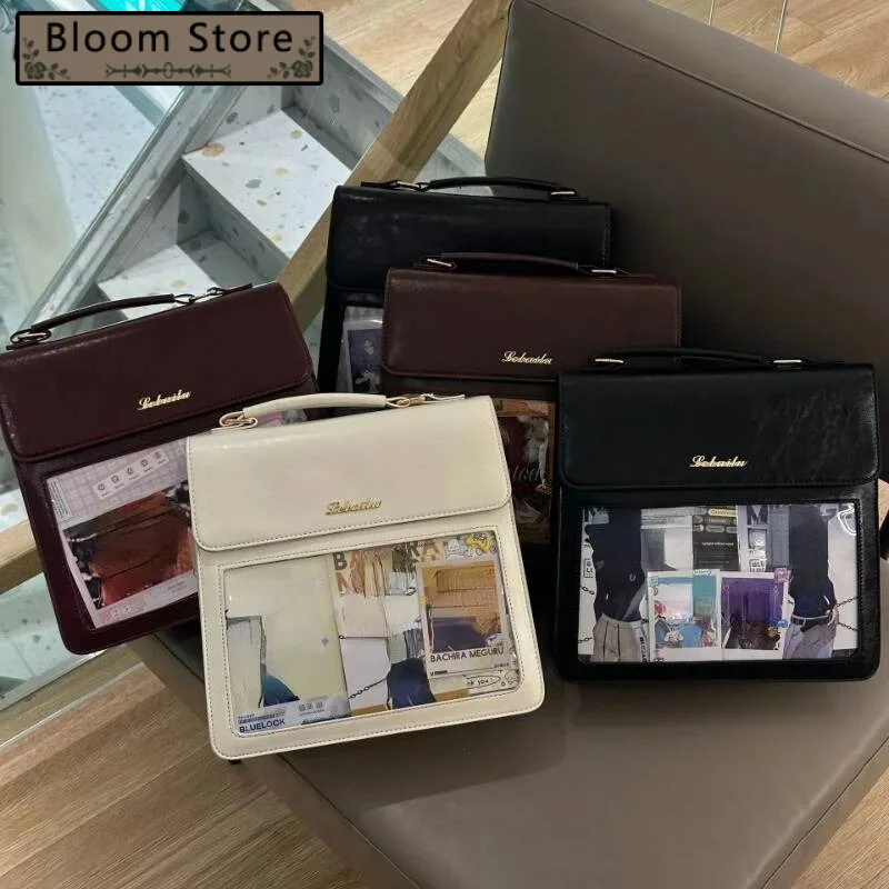 

Japanese New Women Vintage All Match Backpacks Streetwear Fashion Transparent Ita Bags Y2k Aesthetic Preppy Schoolbags Students