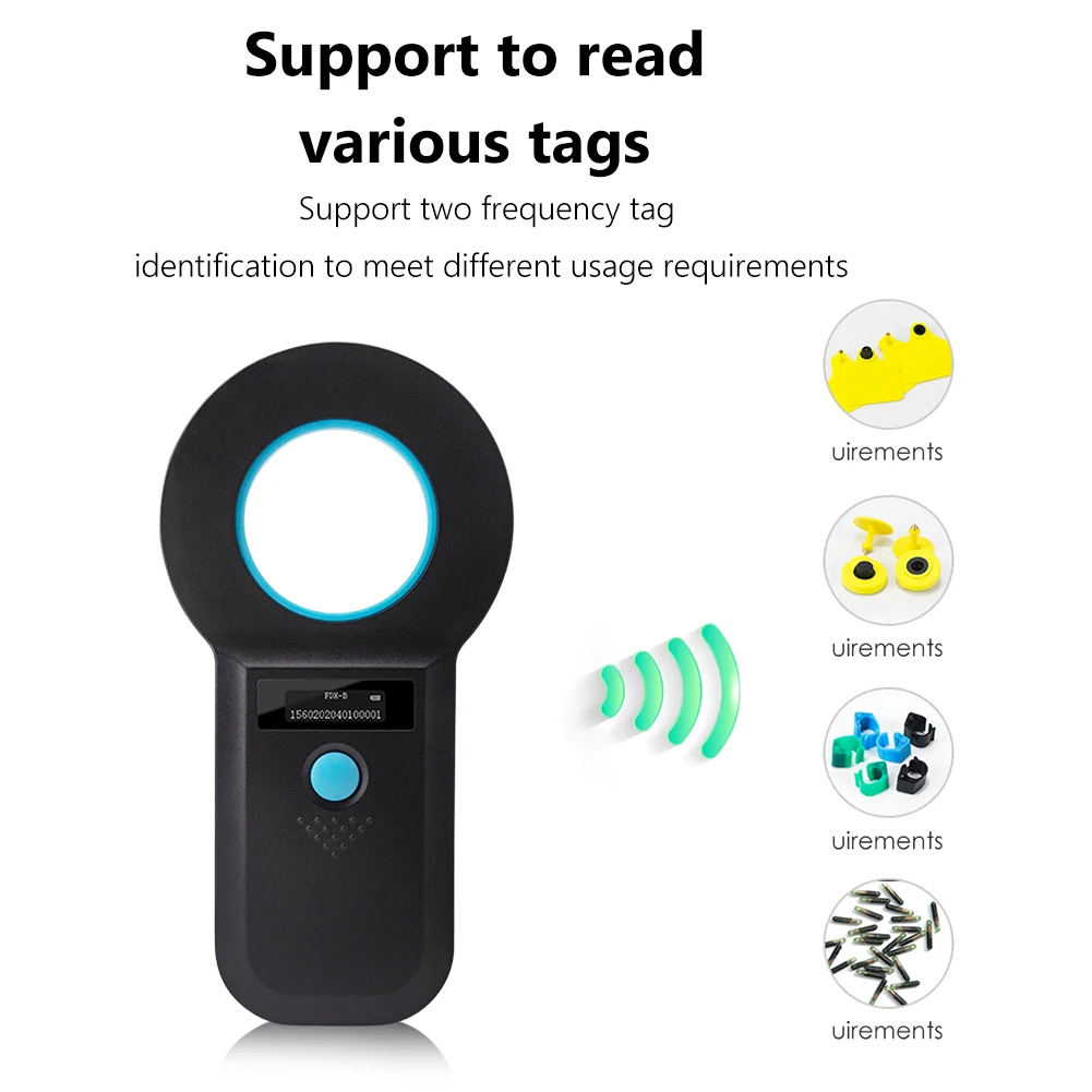Handheld Pet Chip ID Scanner Rechargeable EMID FDX-B(ISO11784/85) Animal Chip Scanner Pet Tag Scanner for Animal/Pet/Dog/Cat/Pig