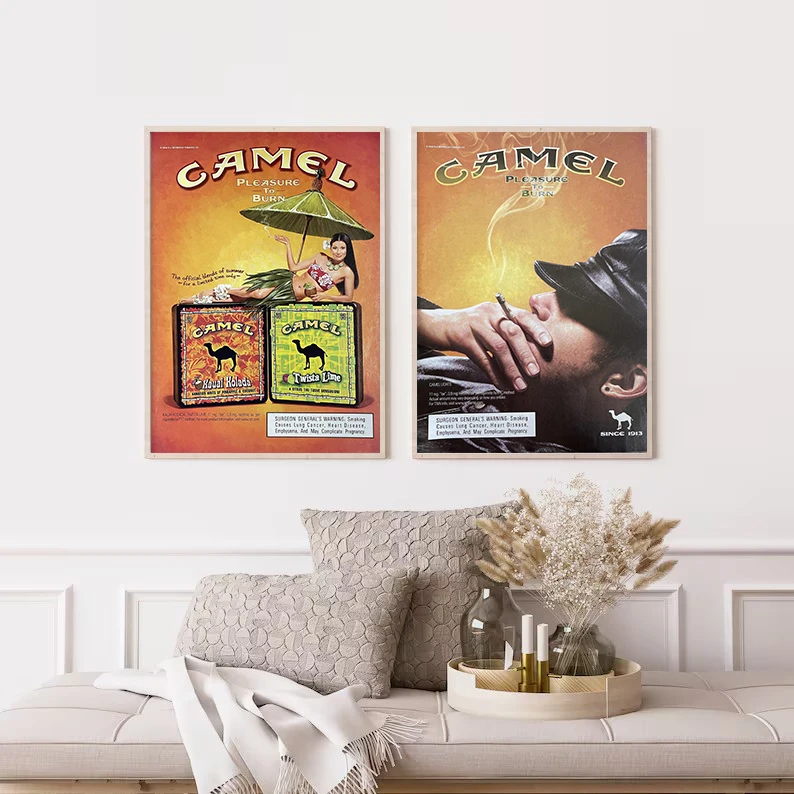 Retro Camel Brand Cigarette Advertisement Poster Print Canvas Art Pictures Home for Living Roo M Wall Decor Frameless Painting
