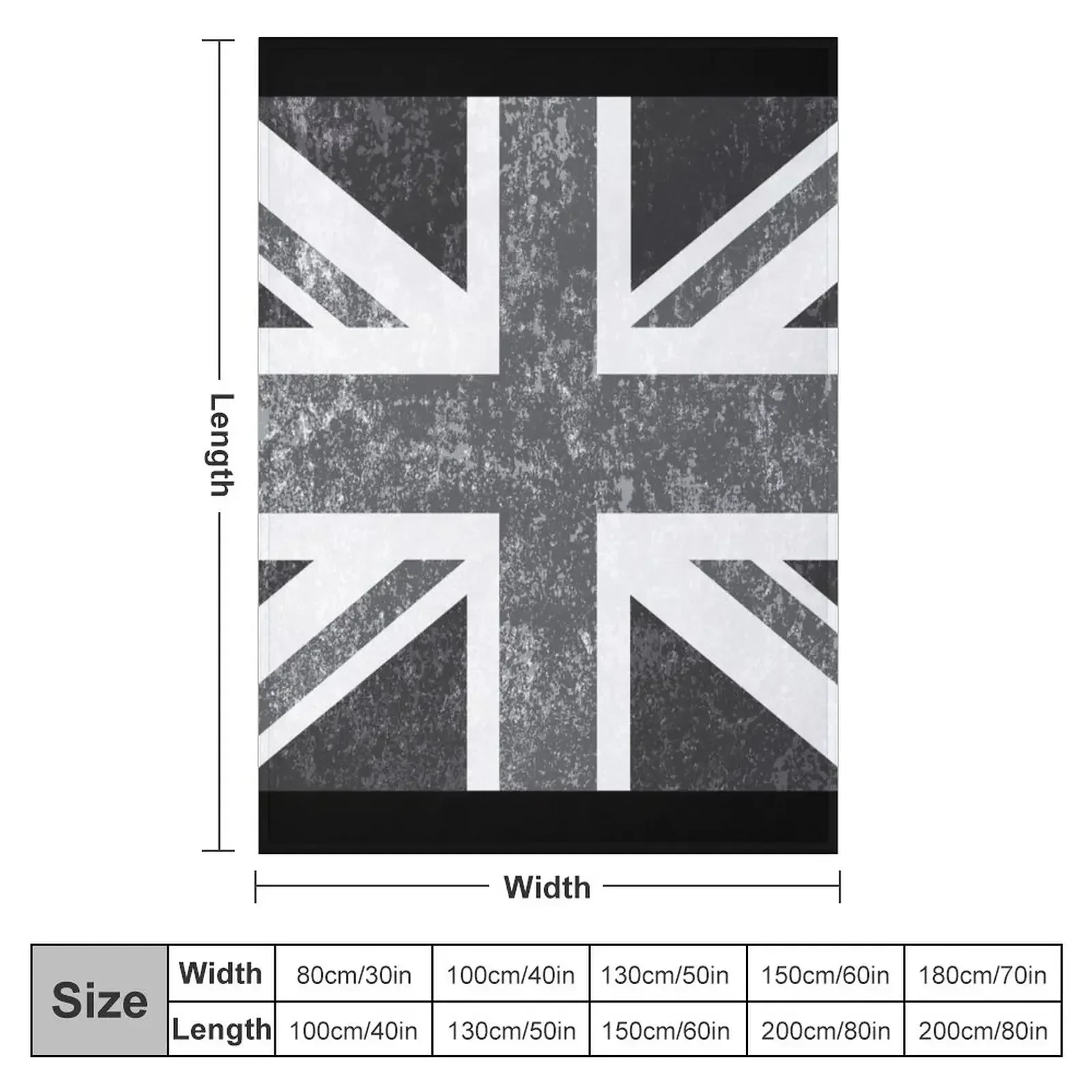 Union Jack Vintage Grayscale - United Kingdom Flag Throw Blanket couch cozy soft plush fuzzy picnic outdoor blanket