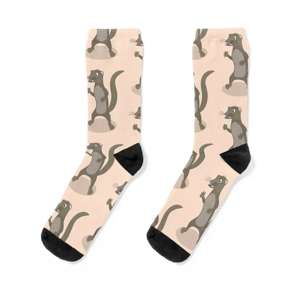 Cute mongoose cartoon illustration Socks New year's custom sports men cotton high quality Men Socks Women's