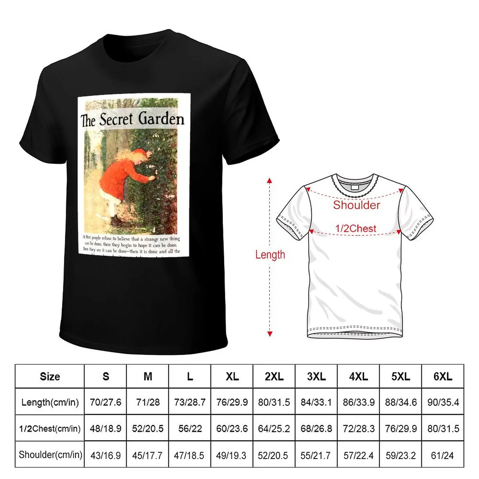 The Secret Garden, Frances Hodgson Burnett Artwork Quote T-Shirt Breathable Basic Cotton T-Shirt