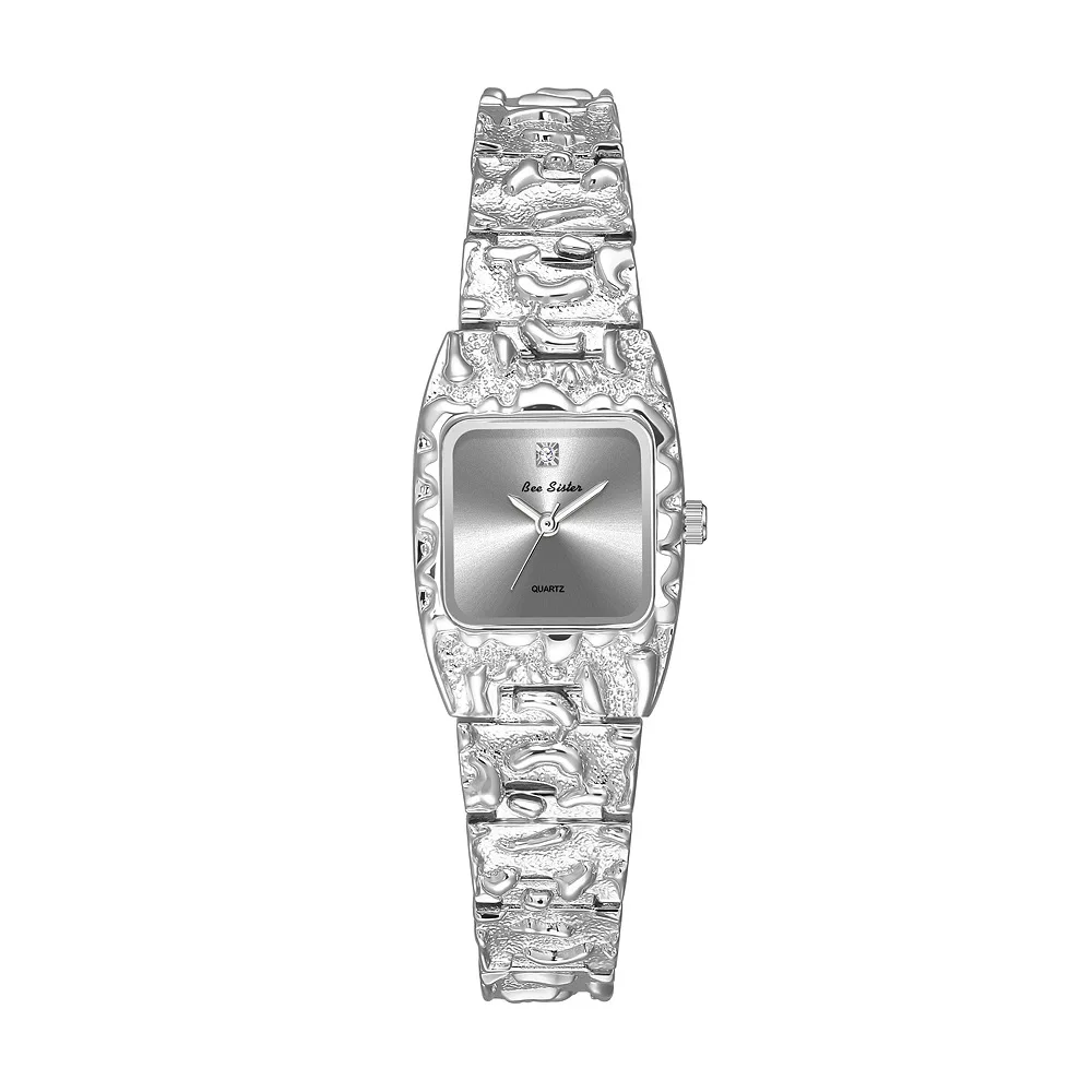 Retro Gold Lava Bracelet Watch with Square Rhinestone Pointer Quartz Watch for Women FA1907