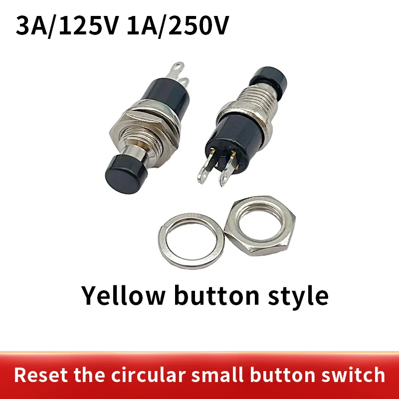 1PCS PBS-110 7mm Thread  2 pins Mini Momentary Push Button Switch Normally Closed/Open Press the reset Momentary switch