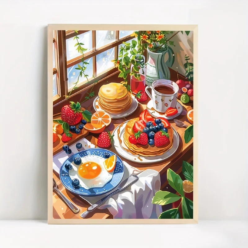 1PC frameless 1pc Food-Themed 5D Full Drill - Round Diamond Painting Kit - 30*40cm/11.8*15.8 Inches - Mosaic Art Craft for Begin