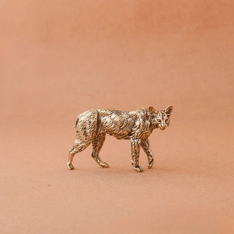 1 PC Creative Antiqued Copper Caracal Figurine Small Ornament Study Office Desk Tea Pet Hand Fidget Craft Home Decoration Gift