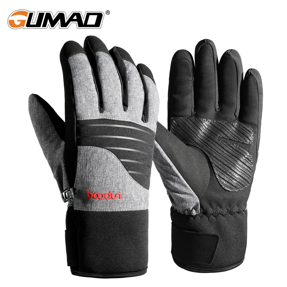 

Men Winter Snowboard Skiing Gloves PU Leather Non-slip Touch Screen Waterproof Motorcycle Cycling Fleece Warm Snow Gloves Women