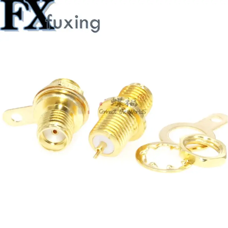 

2Pcs High-quality RF Connector Socket SMA Female Jack O-ring Bulkhead Panel Nut handle Solder Coaxial Brass SMA-KFD SMA-50KY 50R