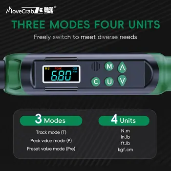 MoveCrab digital momentnyckel med utbytbara huvuden, precisionsjusterbar, 6,8–135 Nm (5–99,6 ft.lb), spärr och öppna huvuden 10 best sales 5nm torque - №3