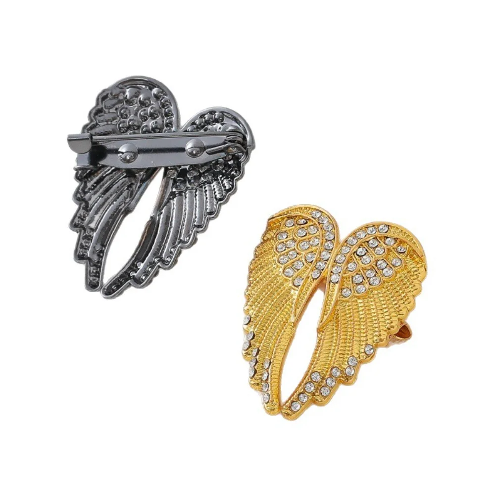 Diamond-encrusted Angel Wing Brooch Personalized Vintage Angel Wing Metal Badge Pin Suit Jacket Pins Accessory