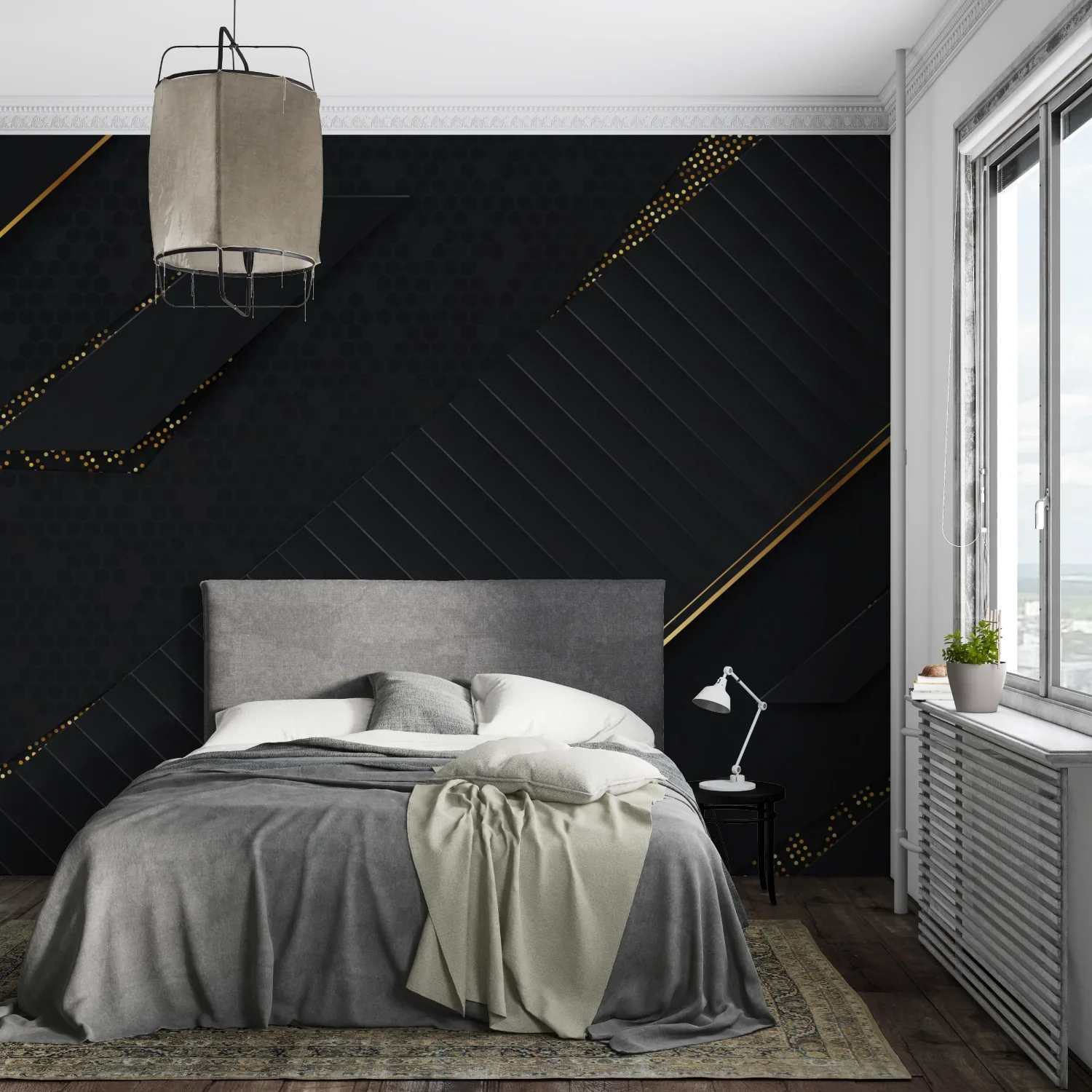 

Customized Wallpaper marble golden stripes TV background mural home decoration living bedroom black and white marble wallpaper