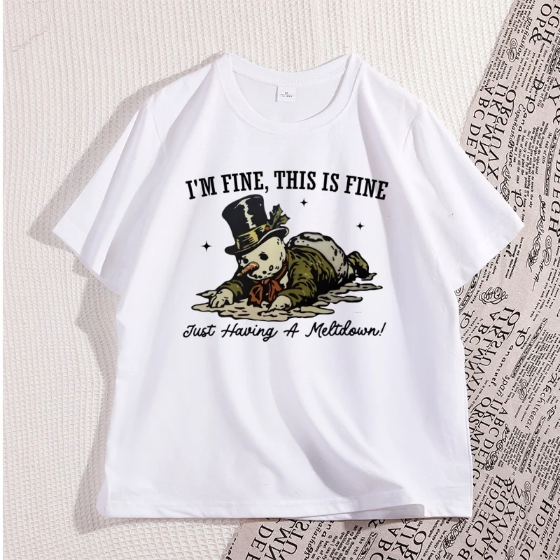 

Ретро Снеговик Графические Футболки Забавная Рождественская Футболка Зимняя Рождественская Хлопковая Футболка С Коротким Рукавом Мужчина Женщина Повседневные Дизайнерские Топы