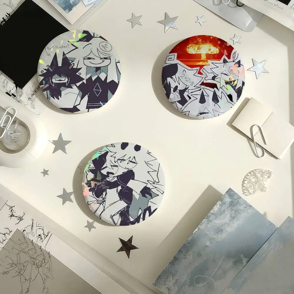 F-Fundamental Paper E-Education FPE Cartoon Laser Badge Pins Handmade Brooches for Backpack Gifts Bag Decor Fans Collect