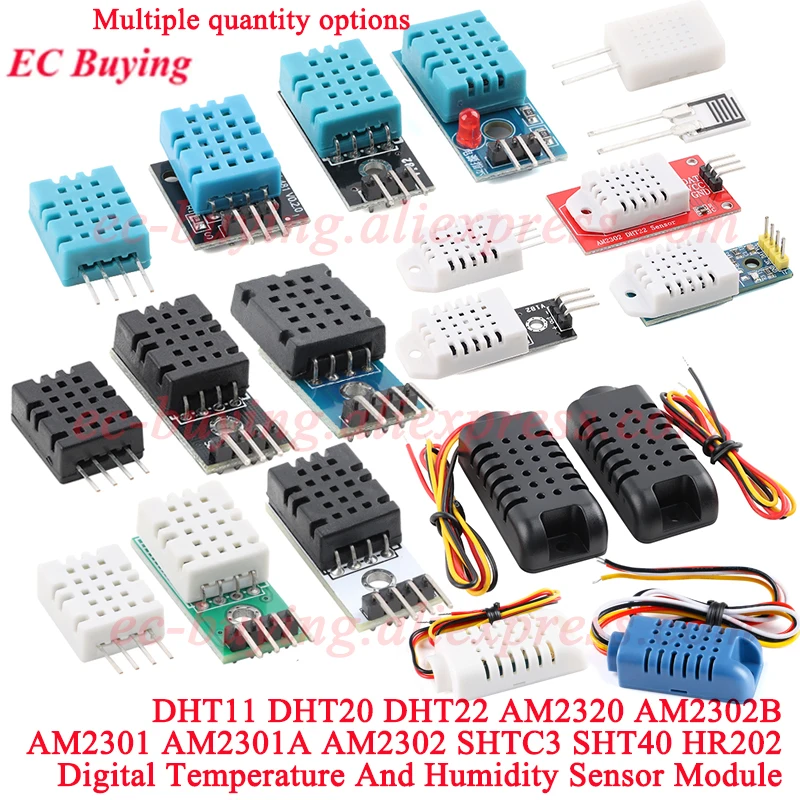 DHT11 DHT20 DHT22 AM2320 AM2302B AM2302 AM2301 AM2301A SHTC3 SHT40 HR202 Digital Temperature Humidity Sensor Module For Arduino